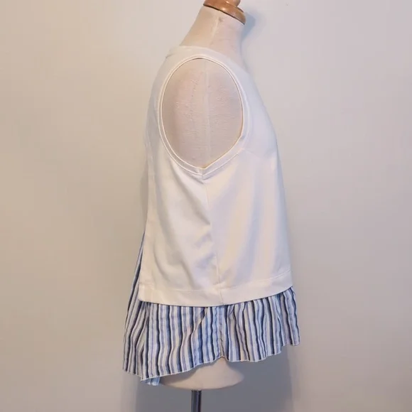 Anthropologie White and Blue Ruffled Tank Top - Picture 3 of 7